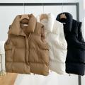 Women Vest Coat Women's Stand Collar Sleeveless Vest Coat with Zipper Placket Pockets Autumn Winter Solid Color Thickened. 