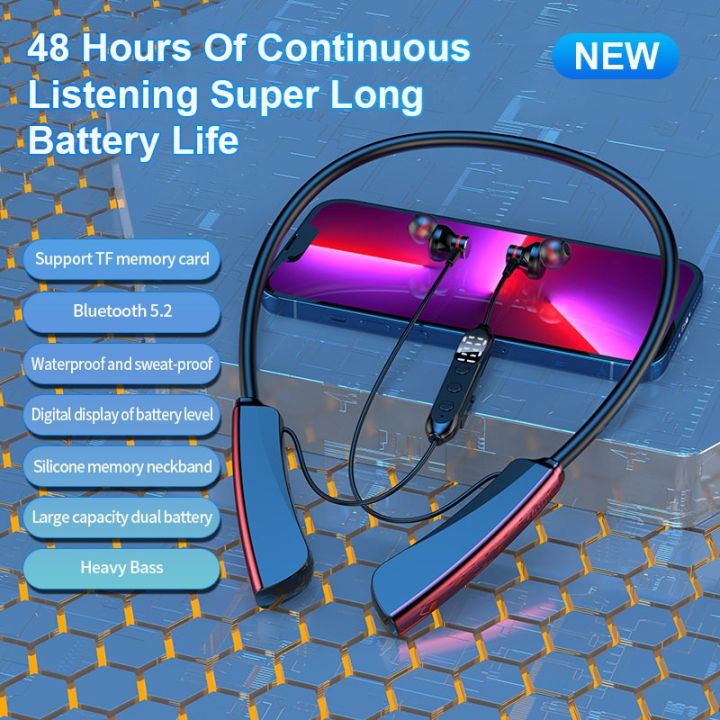 Wireless Bluetooth Earphone Sports Waterproof Sweatproof Neckband Headphone Handsfree Call In Ear Earbud Long Standby Noise Canceling Headset