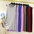 Large Size Modal Nightdress Women's Summer Thin Loose Sleeveless Dress plus-Sized Pajamas Vest Dress round Neck Casual Skirt. 