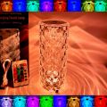16 Color Crystal Lamp LED Night Light, Crystal Rose Diamond Table Lamp Touch Control, USB Rechargeable Bedside Lamps Romantic Lighting for for Kids Bedroom,College Dorm,Party Dinner. 
