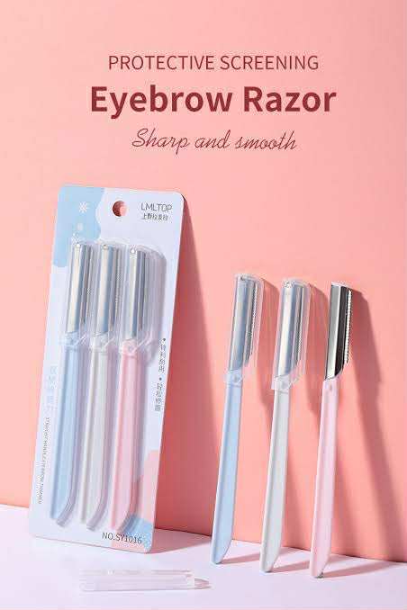LMLTOP 3pcs Stainless Steel Eyebrow Razor Set High Quality Face Razors Eyebrow
