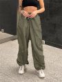 Fashion Women Casual Baggy Cargo Pants Low Waist Drawstring Vintage Loose Joggers Cargo Pants Y2K Streetwear 2022 New Trousers. 