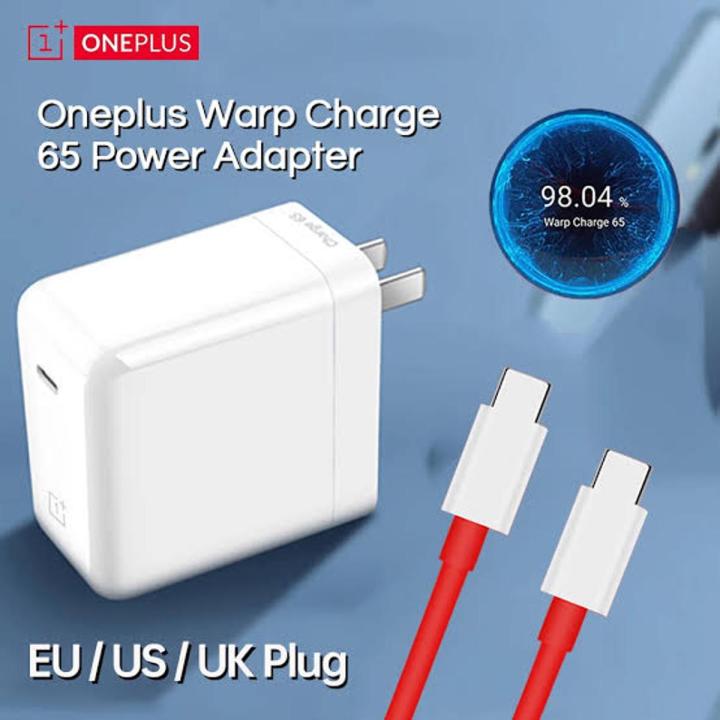 Oneplus (1+) Gan 65W Super Warp Wall Charger With Type-C Cable For Oneplus 8T, 8, 9, 9R, 9Pro - Charger