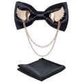 Adjustable Men's Bow Tie Metal Wing Bowtie Pocket Square Towel Handkerchief Gift Set Formal Neck ties Wedding Party Accessories. 