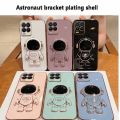 Tokifu For Realme 8 8 Pro Back Cover With Astronaut Folding Holder Luxury 6D Plating Case Soft Silicone Bracket Phone Cases. 