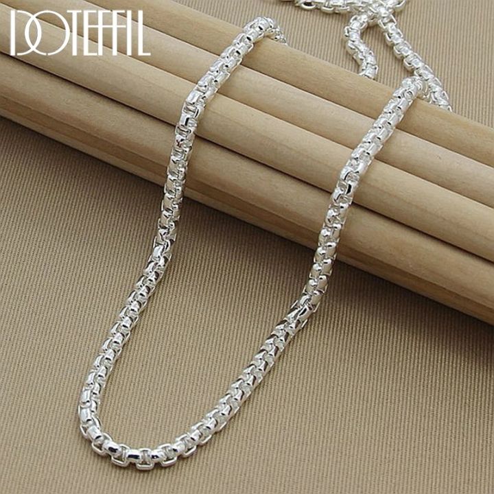 DOTEFFIL 925 Sterling Silver 5mm Round Box Chain 18/20/24 Inch
