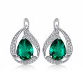 JewelryPalace Green Simulated Nano Emerald 925 Sterling Silver Hoop Clip Earrings for Women Jewelry. 