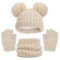 Knitted Baby Hats Scarf Set Winter Neck Scarves Beanie Caps For Boy Girls Cute Hat Scarf and Gloves 3pcs Suit For Kids 1-6years. 