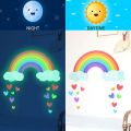 Cartoon Rainbow Luminous Wall Stickers Glow In The Dark Cloud Heart DIY Wall Decal For Baby Kids Room Nursery Home Decorations.