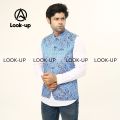 Skyblue,Printed, Partywear,Weading wear,Koti For Men.