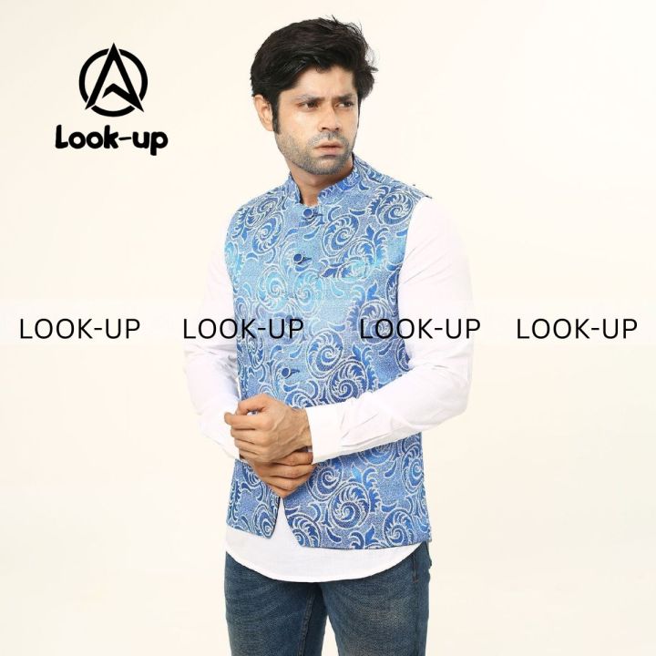 Skyblue,Printed,%20Partywear,Weading%20wear,Koti%20For%20Men%20-%20Image%203