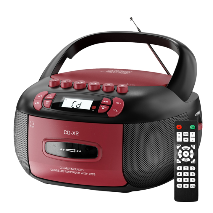 Portable CD Player Cassette CD Player AM FM Radio Bluetooth Speakers AUX USB MP3 Plays with Remote Control EU Plug