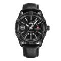 Naviforce NF9117 - Black PU Leather Analog Watch for Men - Black. 