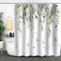 Digital shower curtain cross-border plant flower waterproof polyester bathroom four-piece set of dry and wet separation moisture-proof and mildew-proof isolation curtain.