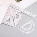 4Pcs Drawing School Supplies Set Square Triangle Ruler Aluminum Alloy Protractor.