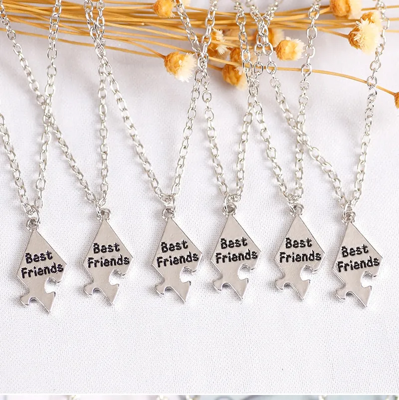 6-piece Best Friend Necklace Hexagon Letter Pendant Bff Choker