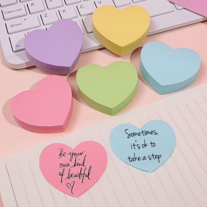 120 Sheets Heart Sticky Notes Notepad Self Sticky Note Pads Notebook Planner Sticker For Office School Stationery Accessories