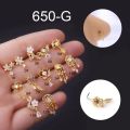 1Piece Fashion L Shaped Dangle Nose Studs Piercing 20G Stainless Steel Flower Moon Tassels Zircon Nostril Screw Piercing Jewelry.