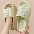 Summer Women Men's Slippers Indoor Bath Thick Platform Non-Slip Home Flip Flops Cartoon Cat Bear Beach Sandals Ladies Shoes.