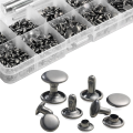 340 Sets Leather Rivet Kit Rivets Leather Double Hat Rivets Apparel Fabric for Repairing Clothes Shoes Bags Belts Easy Install C. 