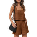 Ladies qualityful Simple Two-Piece Casual Short Straight Leg Pants Sets.