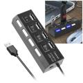 4 Ports USB 2.0 Hub LED USB Hub With Switch. 