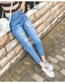 Ripped jeans cropped pants women's black and white loose student light color bf beggar pants spring new harlan 9 point pants.