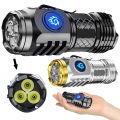 Powerful Mini LED Flashlight Super Bright Three-eyed Pocket Torch Type-C Rechargeable Waterproof Flashlight Outdoor Flash Light.