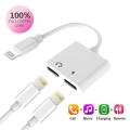 Dual Lightning Audio & Charge Adapter, 2 in 1 iPhone Headphones Adapter 4 in 1 Charge + Call + Audio + Volume Control Converter Cable Compatible For iPhone 12 Pro Max / 11 Pro Max /SE/ XS / XR / X / 8 7 / J-008. 