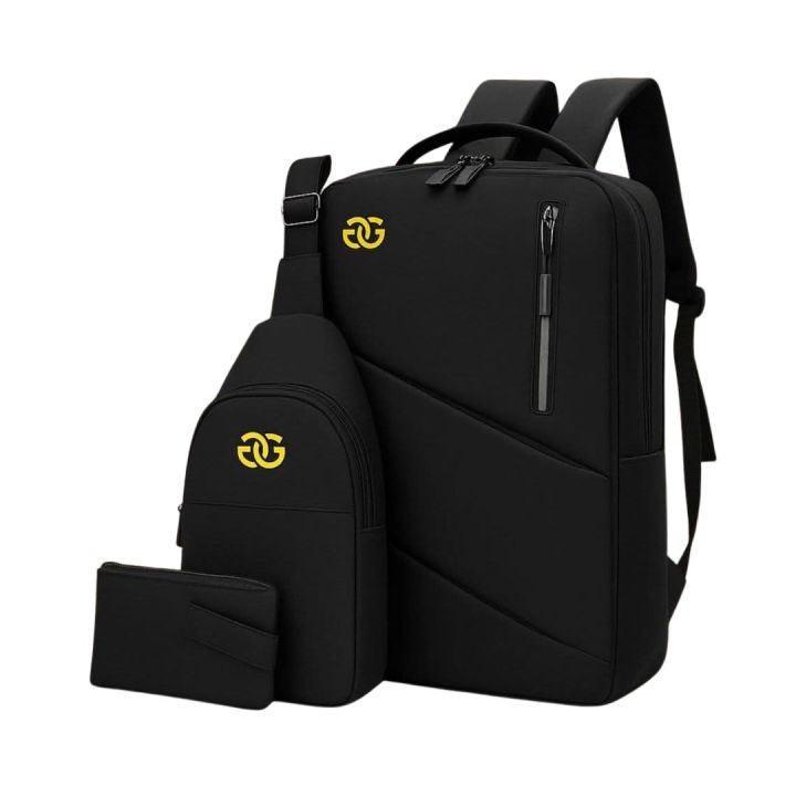 Premium 3-in-1 Laptop Backpack Combo – Waterproof, USB Port, Sling Bag & Wallet for School, College, Office & Travel Bag - Nasmik