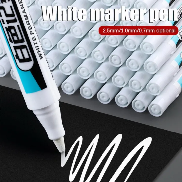 0.7/1.0/2.5MM%20White%20Permanent%20Marker%20Pen%20Waterproof%20Painting%20Marker%20For%20Wood%20Rock%20Plastic%20Leather%20Glass%20Stone%20Metal%20Art%20Supplies%20Luhuai%20CVC%20-%20Image%203