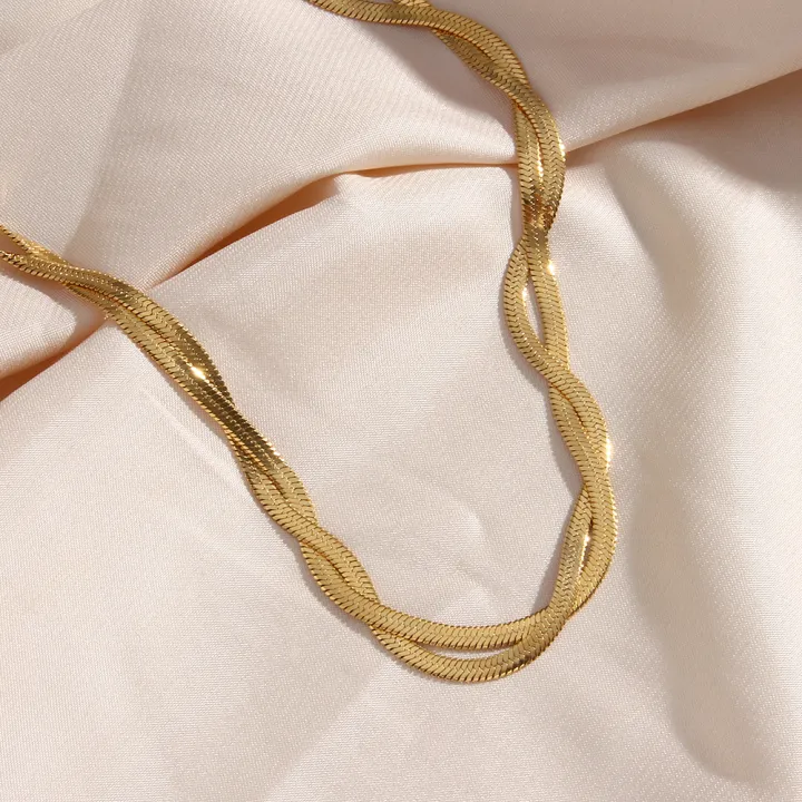 Alien%20E.B.belle%20Gold%20Plated%20Braided%20New%20Herringbone%20Chain%20Necklace%20Bracelets%20Set%20Wholesale%20Stainless%20Steel%20Jewelry%20For%20Women%20-%20Image%204