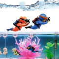 Blue Fat Man Aquarium Decoration Resin Floating Diver Fish Tank Ornaments Plants Decor Cute Camera Oxygen Cartoon Character Ball. 