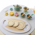 Kids Wooden Afternoon Tea Set Toy Pretend Play Food Learning Role Play Game Toys For Girls Boys Gifts.