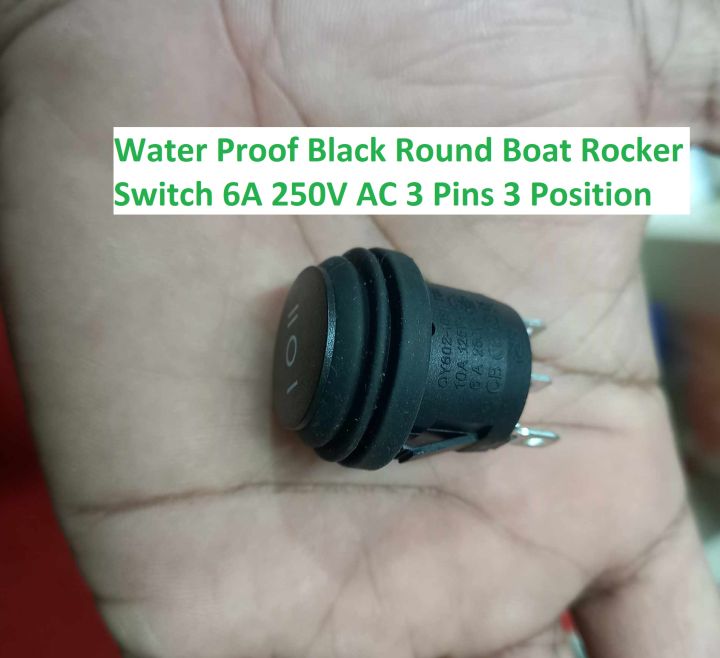 QY602-101N T125 Water Proof Black Round Boat Rocker Switch 6A 250V AC/10A125V Ac 3 Pins 3 Position On Off On AC SPDT Car Boat Rocker Switch