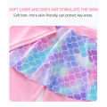 DSstyles 2pcs Girls Split Swimsuit Cartoon Mermaid Long Sleeves Tops Long Pants Beach Sunscreen Quick-drying Swimming Suit.