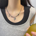 JWER New Y2K Cuban Figaro Chain Star Moon Pendant Necklace Men Punk Black Zircon Chain Choker Necklace For Men Jewelry Gifts.