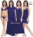 Women 6-Part Solid Night Dress Set - Fashionable Night Wear. 