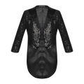 Kids Boys Sequin Lapel Blazer Tuxedo Coat Outfits Long Sleeve Magic Shows Tailcoat Jacket Halloween Circus Magician Costume.