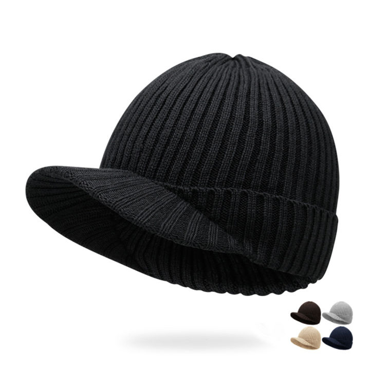 Soft Beanie Brim Thick Knitted Hat For Women Unisex Keep Warm Hat Stylish Winter Hats For Men