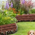 /4Pcs Flower Bed Border Plastic Garden Fence Brick Brown Mini Wooden Fence DIY Serviceable Lawn Fence Yard.