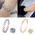 2 In 1 Magic Retractable Ring Bracelet Creative Stretchable Twist Folding Ring Crystal Rhinestone Bracelets Women Jewelry Gift.