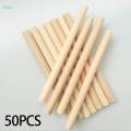 50Pcs Unfinished Round Wood Sticks Wooden Dowel Rods for Home Garden Decoration Woodcraft 25cm.