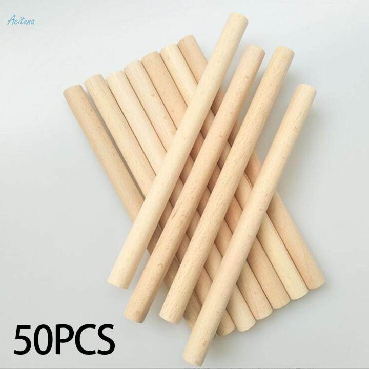50Pcs Unfinished Round Wood Sticks Wooden Dowel Rods for Home Garden Decoration Woodcraft 25cm