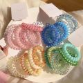 Korean Frosted Spiral Elastic Hair Rope Candy Color Phone Cord Hair Tie Set Simple Ponytail Rubber Hair Ring Women Accessories. 