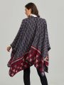 Fashion Imitation Cashmere Women Geometric Vintage Poncho Split Scarf Winter Warm Shawl Wrap Female Knitted Cloak Thick Blanket.