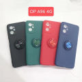 【Solo Yolo】Applicable Brand OPPO Model A96-4G Lens All-Inclusive Ring Bracket Phone Case Solid Color Oil Injection Skin Feeling. 