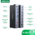MOKiN USB C Hub Usb Type C Laptop Docking Station Multi-port Adapter HDMI RJ45 PD3.0 USB-A 2.0 3.0 SD/TF DP for Macbook Windows. 