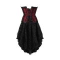 Women Lace Floral Corset Dress Victorian Vintage Corset Top Waist Cincher Bustier Gothic Asymmetrical Skirt Set Plus Size. 