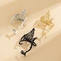 Hollow Butterfly Wings Single Ears Hanging Sweet Cool Ear Bone Clamp Earrings Punk Piercing Ear Clip Metal Halloween Elf Ear Cosplay Party Jewelry Girls Fashion Personality. 